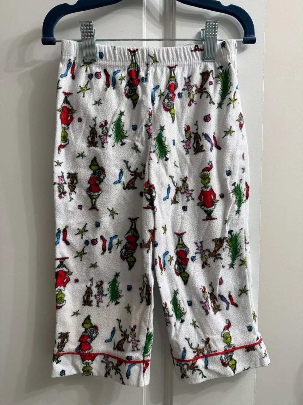 Grinch Kids White Holiday Pajama Set with Red Trim